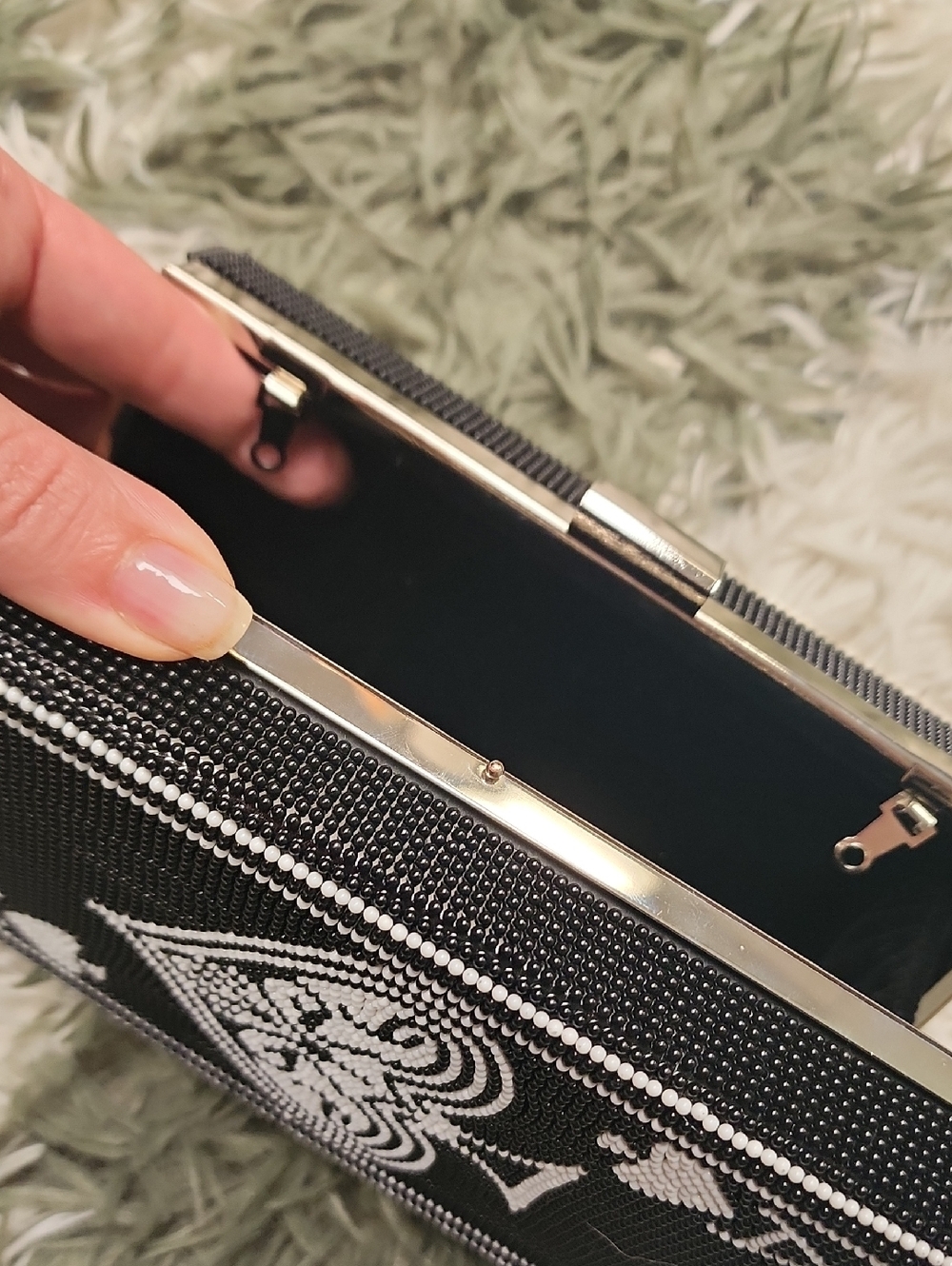 Ace of Spades Rhinestone Clutch - Black & White - Picture 2 of 4